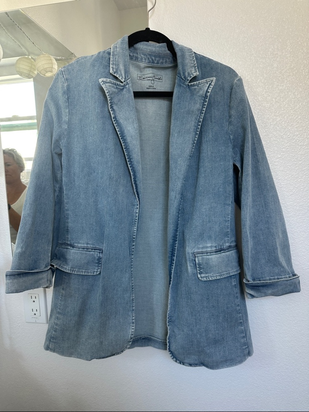 Light Blue Denim Blazer Jacket - Women